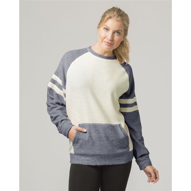 Women's Cozy Contrast Fleece Crewneck Pullover Thumbnail