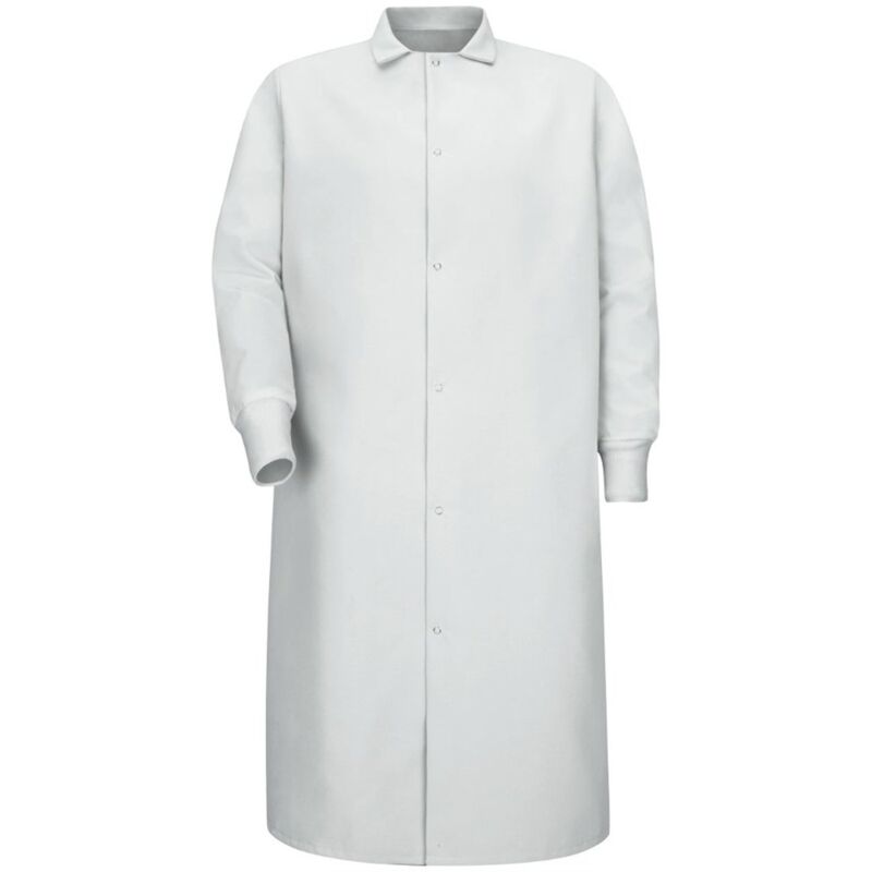 Unisex Gripper-Front Pocketless Butcher Coat With Knit Cuffs Thumbnail